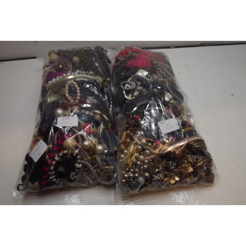 2120 - 2 Bags of costume jewellery - approx 300-350 pcs