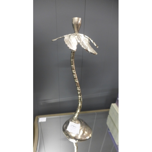 1378 - A tall silver palm tree candle holder, H 49cms (2446007)   #