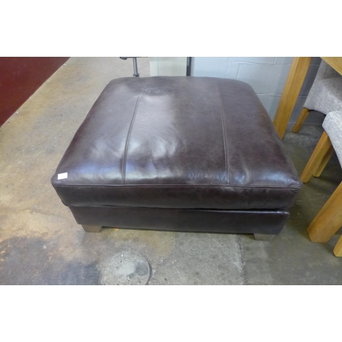 1485 - A brown leather square foot stool