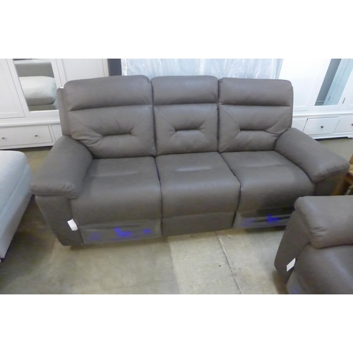 1503 - Kuka Fabric Three Seater Power Recliner Sofa (KM.C012) (4045-14) * This lot is subject to VAT