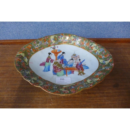 355 - A Cantonese famille rose porcelain dish