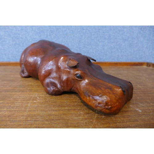 363 - A small leather hippopotamus