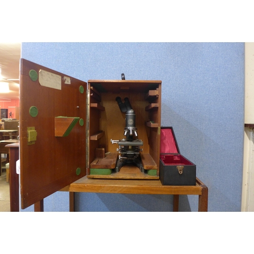 382 - A C. Baker of London mahogany cased microscope