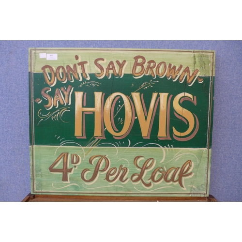 401 - A painted wooden Hovis sign