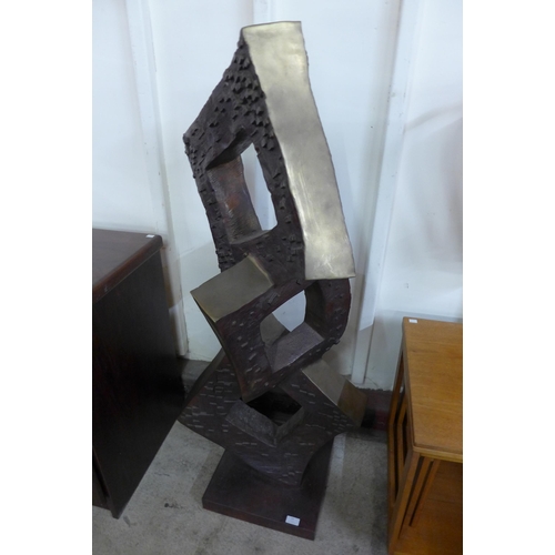 53 - A large bronze abstract sculpture, 130cms h