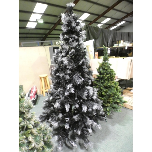 3279 - A black and silver tipped artificial Christmas tree (210cm)