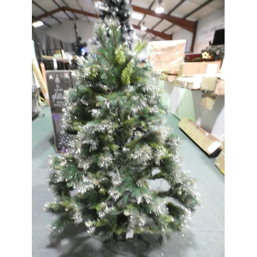 3281 - A green, gold tipped artificial Christmas tree (145cm)