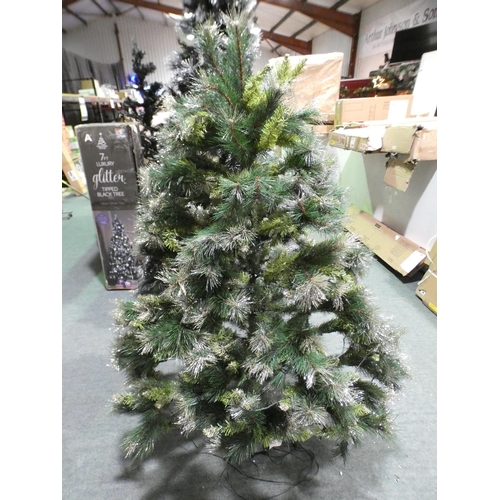 3281 - A green, gold tipped artificial Christmas tree (145cm)