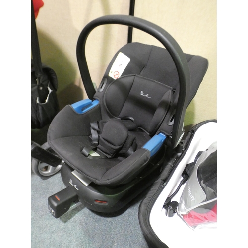 3288 - A Silver Cross red and black 3-in-1 travel system plus car seat with Iso fix base + extras including... 