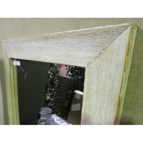 3291 - A washed effect wooden square mirror (67 x 67cm)