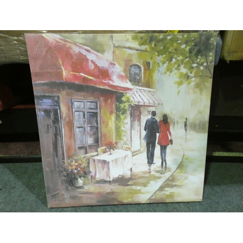 3293 - A street scene print on canvas (48 x 48cm)