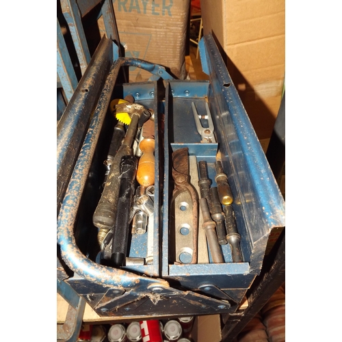 2389 - 2 Pairs of car ramps with pair of axle stands and oil pan sold with cantilever toolbox of assorted h... 