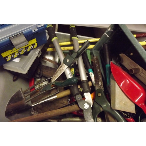 2405 - Wheelbarrow and approx. 40 assorted gardening tools