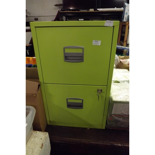 2435 - Yellow 2 drawer filing cabinet with keys & dividers - 40cm x 60cm x 60cm