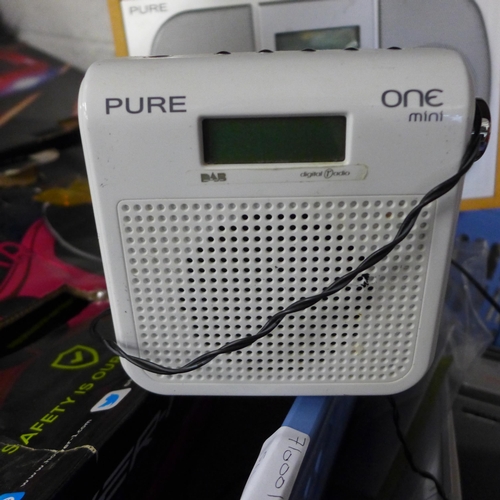 2082 - 4 Assorted radios:- Pure Evoke-2, Pure Tempas-1 and Pure One Mini and Sony ICF-7034 FM radio