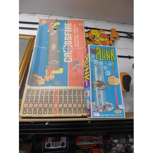 2093 - 1973 Ker-Plunk board game - boxed plus vintage Crossfire game (Ideal 1971)