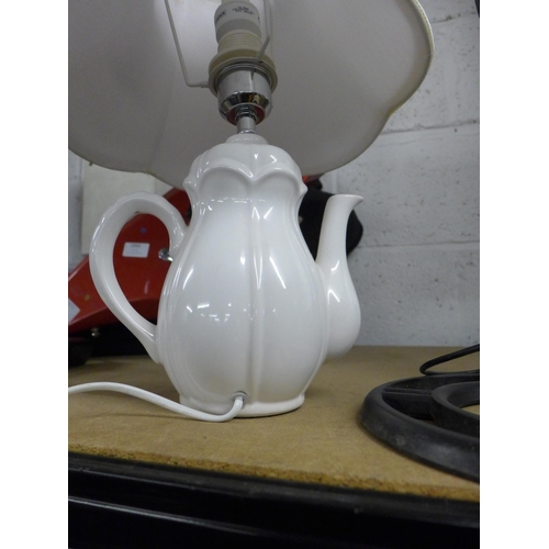 2095 - 2 Lamps; purple touch lamp & teapot lamp