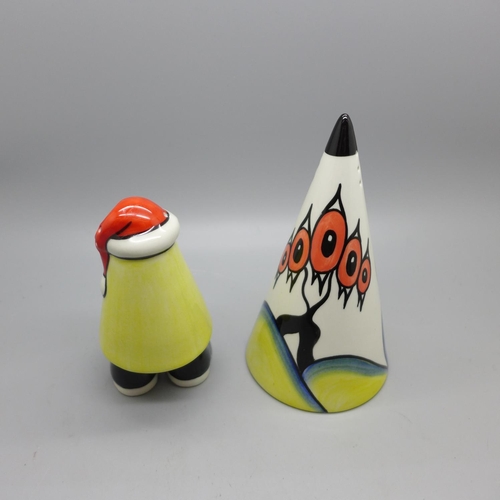 624 - Lorna Bailey- Limited Edition mini Santa Sugar Shaker Walk Ware 14/40 with certificate of authentica... 