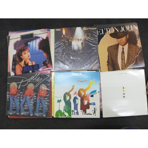 745 - A case of LP records, disco, pop and soul music, including Elton John, The Drifters, Elkie Brooks, B... 