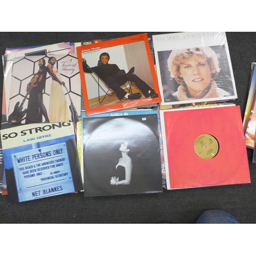 745 - A case of LP records, disco, pop and soul music, including Elton John, The Drifters, Elkie Brooks, B... 