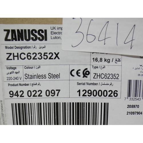 3032 - Zanussi Chimney Cooker Hood and Curved Glass (H605xW600xD500) - model:- ZHC62352X, RRP £199.17 inc. ... 