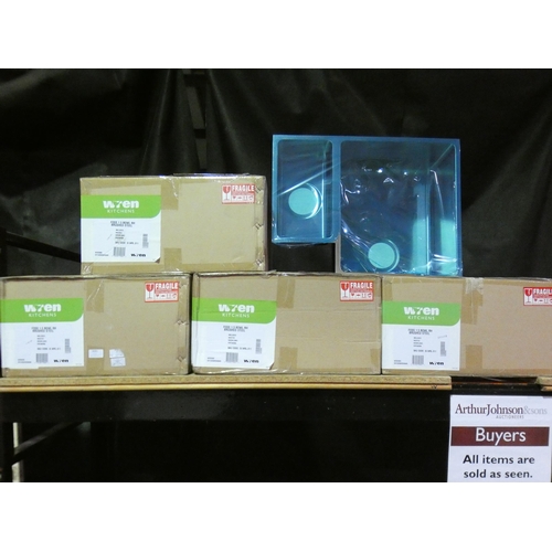 3085 - 4 Foss 1.5 bowl RH brushed steel sinks ( includes waste, overflow and pipework ) - boxed  approx 55c... 