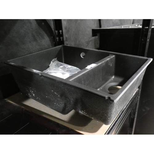 3120 - Samos 1.5 RVS RH Composite Undermount Black Bowl (370x525), RRP £415.84 inc. VAT * This lot is subje... 