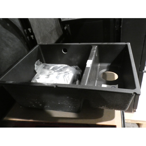 3120 - Samos 1.5 RVS RH Composite Undermount Black Bowl (370x525), RRP £415.84 inc. VAT * This lot is subje... 