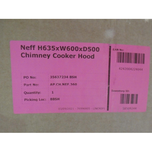 3145 - Neff Chimney Cooker Hood (H635xW600xD500) - model:- D64BHM1N0B, RRP £370.83 inc. VAT * This lot is s... 