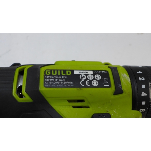 2019 - Bosch PWS700-115 angle grinder plus Guild cordless drill & case - W