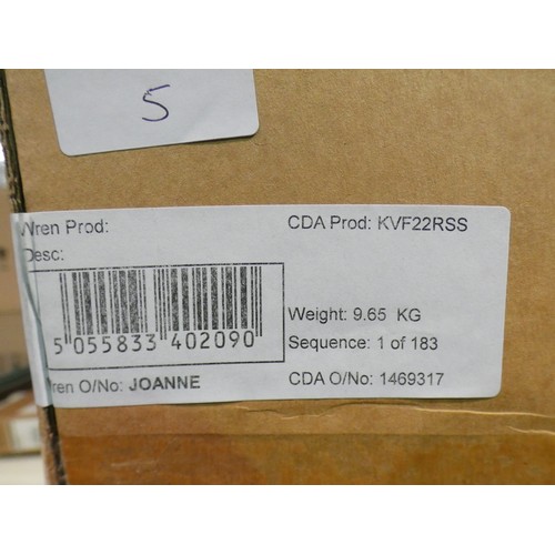 3007 - CDA 1.5 bowl flush-fit sink with right hand drainer - boxed * This lot is subject to VAT