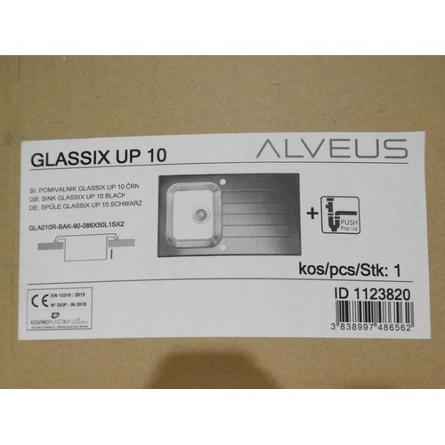 3075 - Alveus Glassix UP10 black kitchen sink - boxed * This lot is subject to VAT