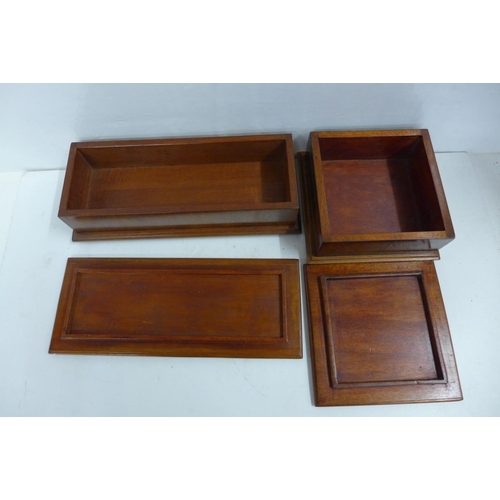 683 - Two wooden inlaid boxes including a glove box