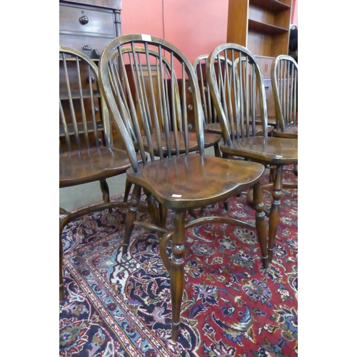 40 - A set of seven elm and beech Windsor chairs