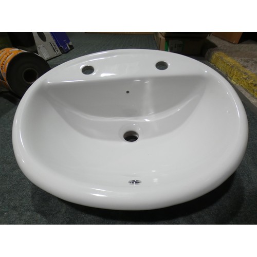 3384 - A white vanity basin (53cm x 20cm x 14.3cm) * this lot is subject to VAT