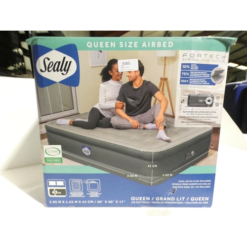 3365 - Sealy Queen Size Fortech Airbed With Built-In Pump (242-250) * This lot is subject to VAT