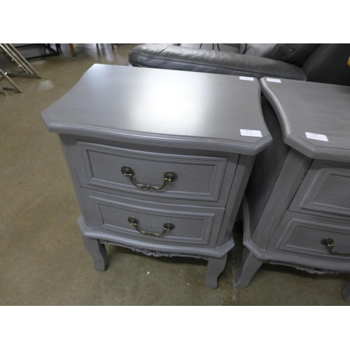 1437 - A two drawer grey bedside chest