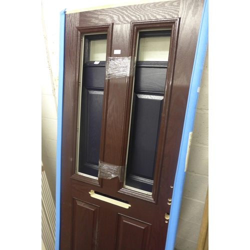 2260 - Brown composite exterior door - unused  with blue composite door - used approx. 195cm  x 82cm x 5 cm