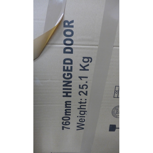 2263 - 760mm hinged shower door - boxed unused