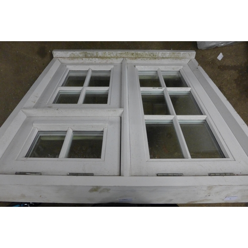 2270 - Wood framed window unit complete with 3 double glazed panels and interior handles