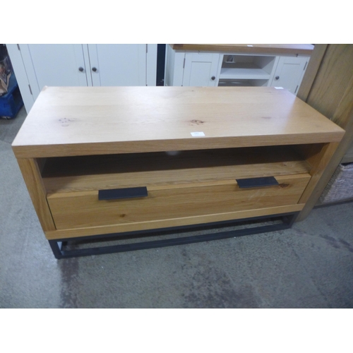 1793 - An industrial style single drawer TV unit with metal legs (damaged) * This lot is subject to VAT