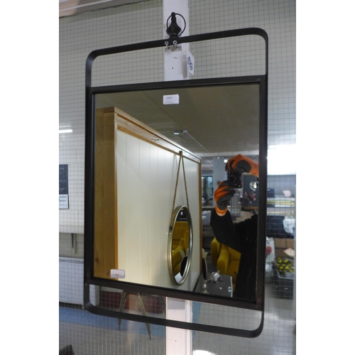 1434 - An industrial portrait black metal framed mirror, H81cms x W45cms (RFB2924)   #