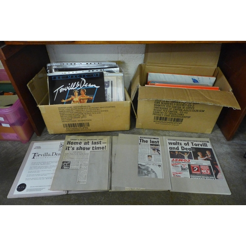 684 - A collection of Torvill and Dean cuttings, newspaper articles, records, etc.