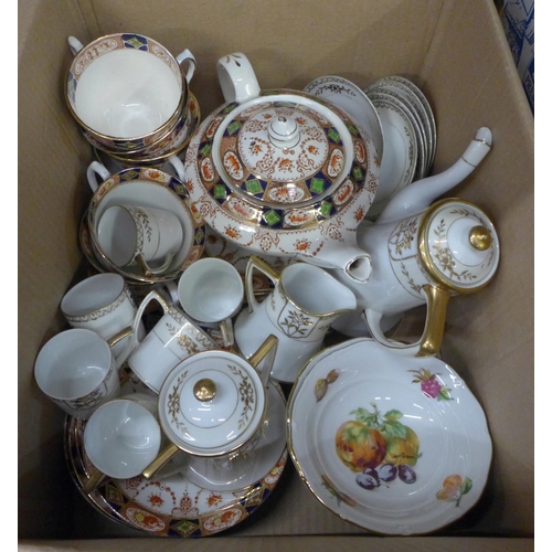 690 - A Noritake coffee set including six cups, six saucers, milk jug, sugar bowl, coffee pot, etc., an En... 