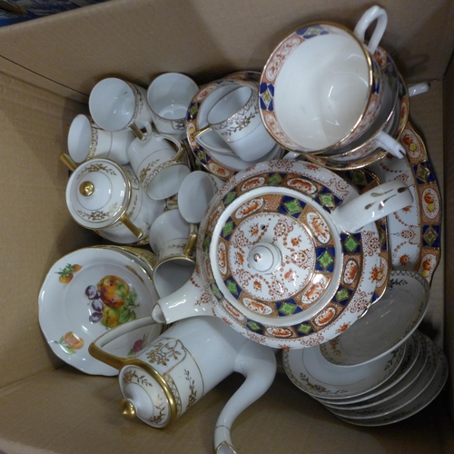 690 - A Noritake coffee set including six cups, six saucers, milk jug, sugar bowl, coffee pot, etc., an En... 