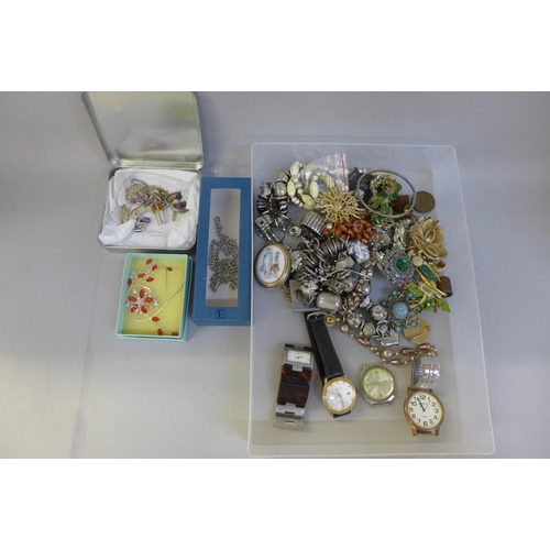 711 - A large collection of costume jewellery and wristwatches