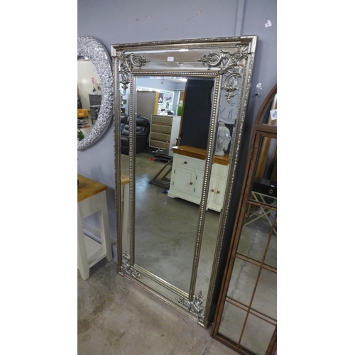 1457 - A tall silver French style mirror, H 183cms (M62173)   #