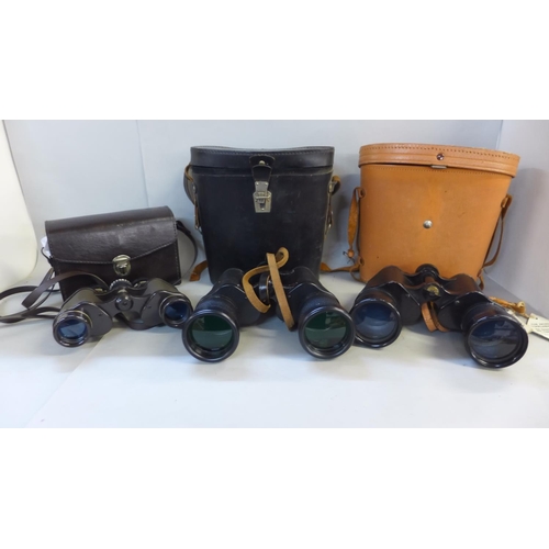 759 - Three pairs of binoculars, Hanimex 8x30, Silraft 10x50 and USSR 7x50
