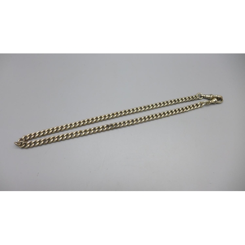 957 - A silver Albert chain, each link marked, 44g, 43.5cm