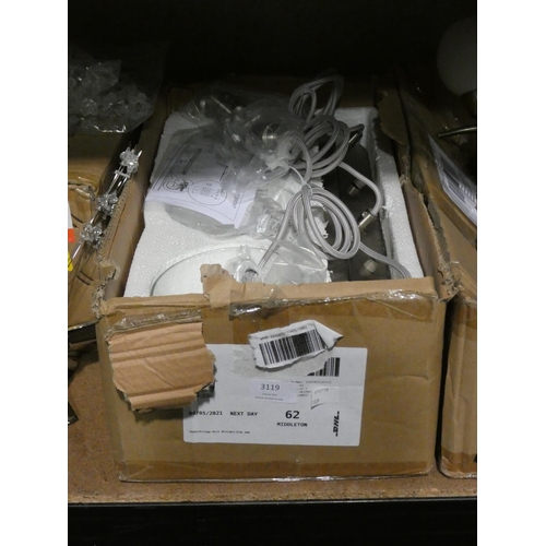 3119 - A 3-arm dining/bar pendant light with clear glass shades * this lot is subject to VAT